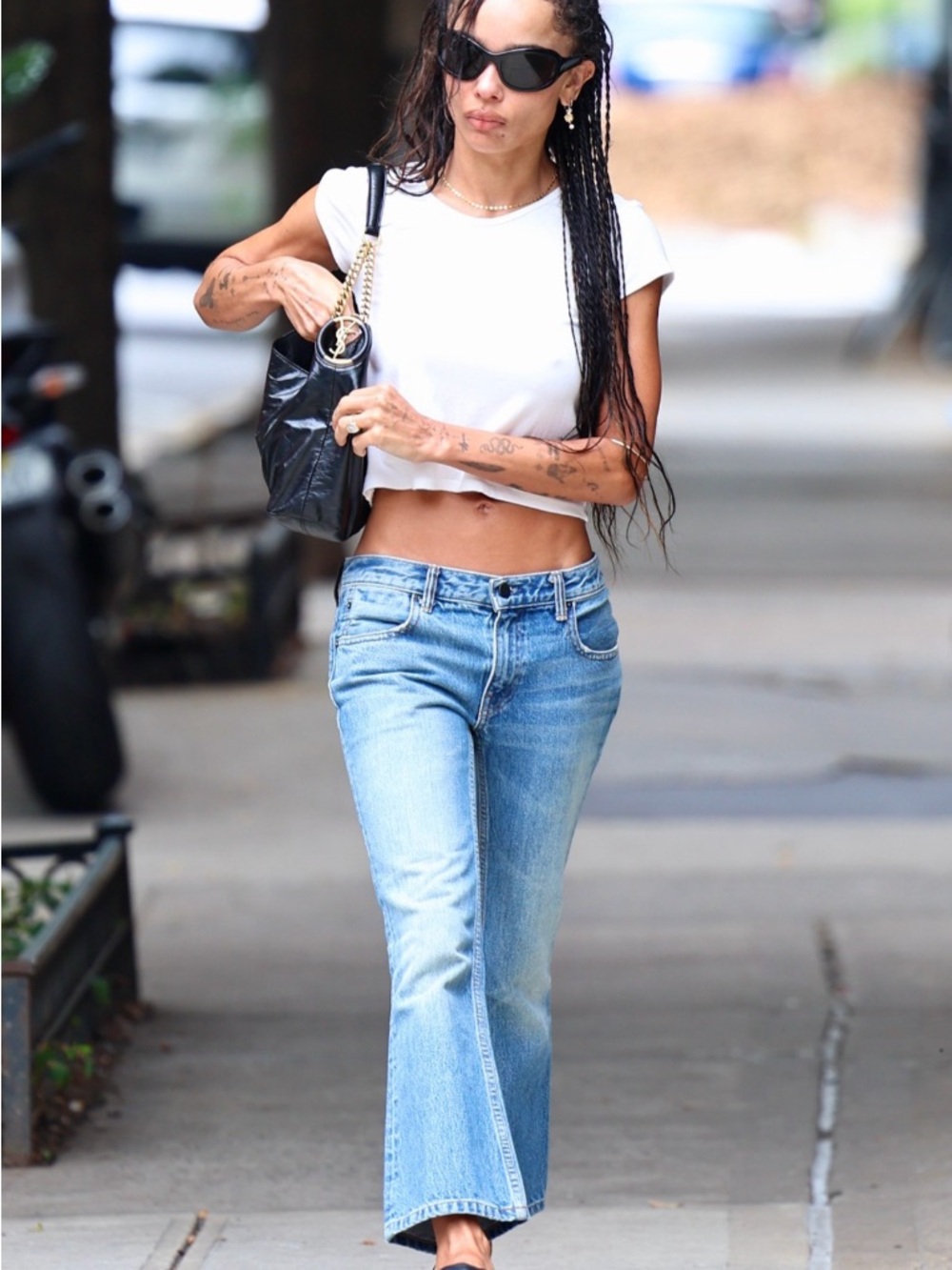 ZOE KRAVITZ Style Alexander Wang Trap Jean Kick Flare Light 25 NWT